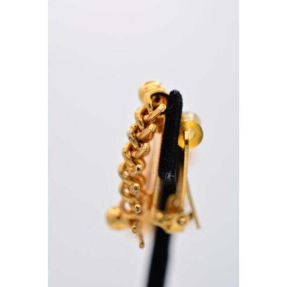 Hobe Vintage Clip On Earrings Spiked Gold Tone Shiny Chunky Signed 1950s BinAY - Picture 11 of 12